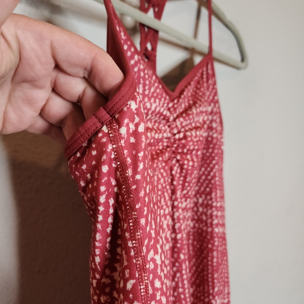 Prana Elixir Racerback Dress Crushed Cran Sumatra Pink Red Built In Bra Medium - Picture 13 of 16
